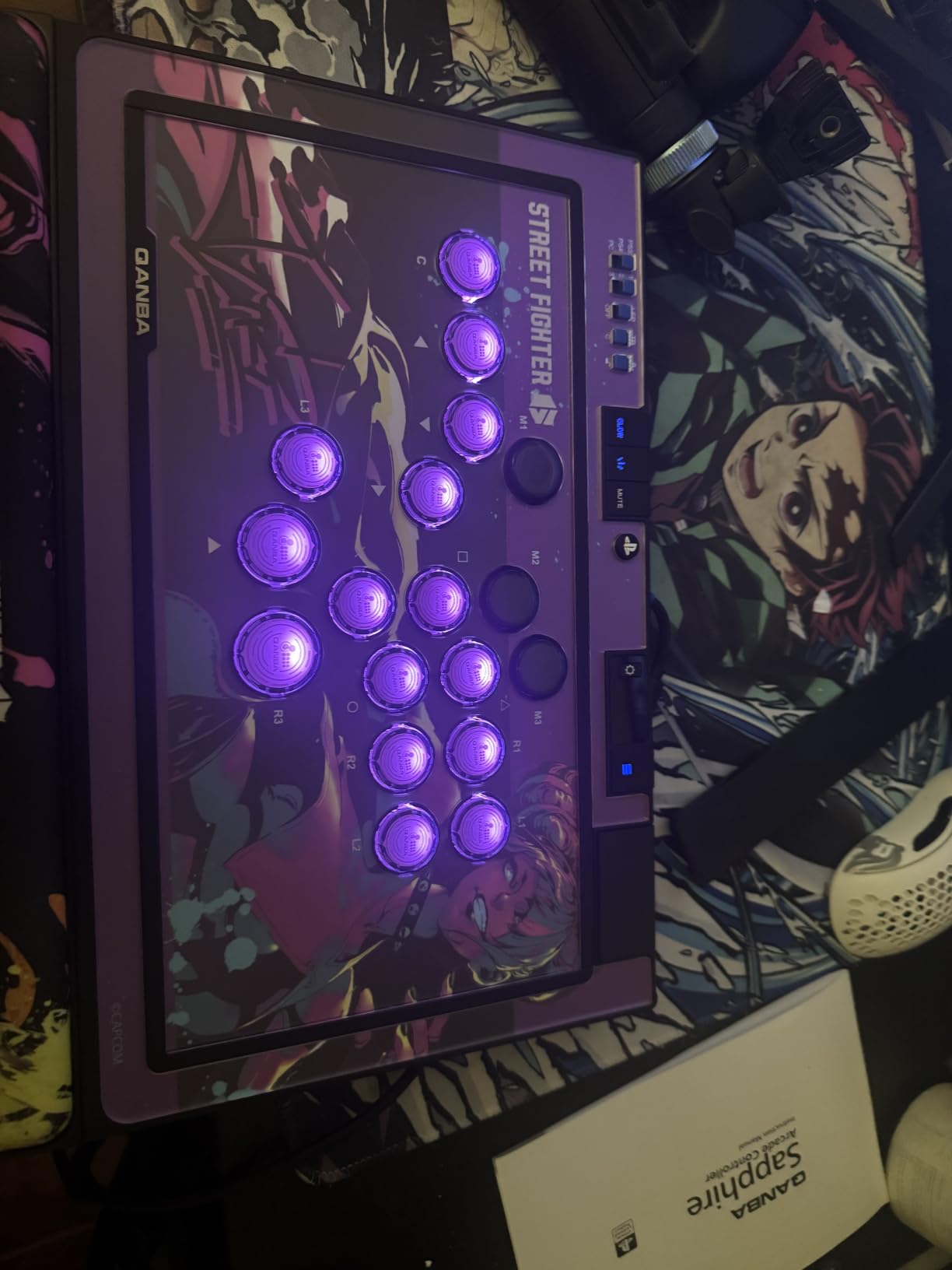Qanba Sapphire S1 Street Fighter 6 Juri Edition Leverless Arcade Controller Joystick for PlayStation 5 and PlayStation 4 and PC (Fighting Stick) Officially Licensed Sony Product,Detachable Joystick,Tournament Grade for Fighting Games,18 Adjustable Buttons, Detachable Wrist Rest customer photo 2