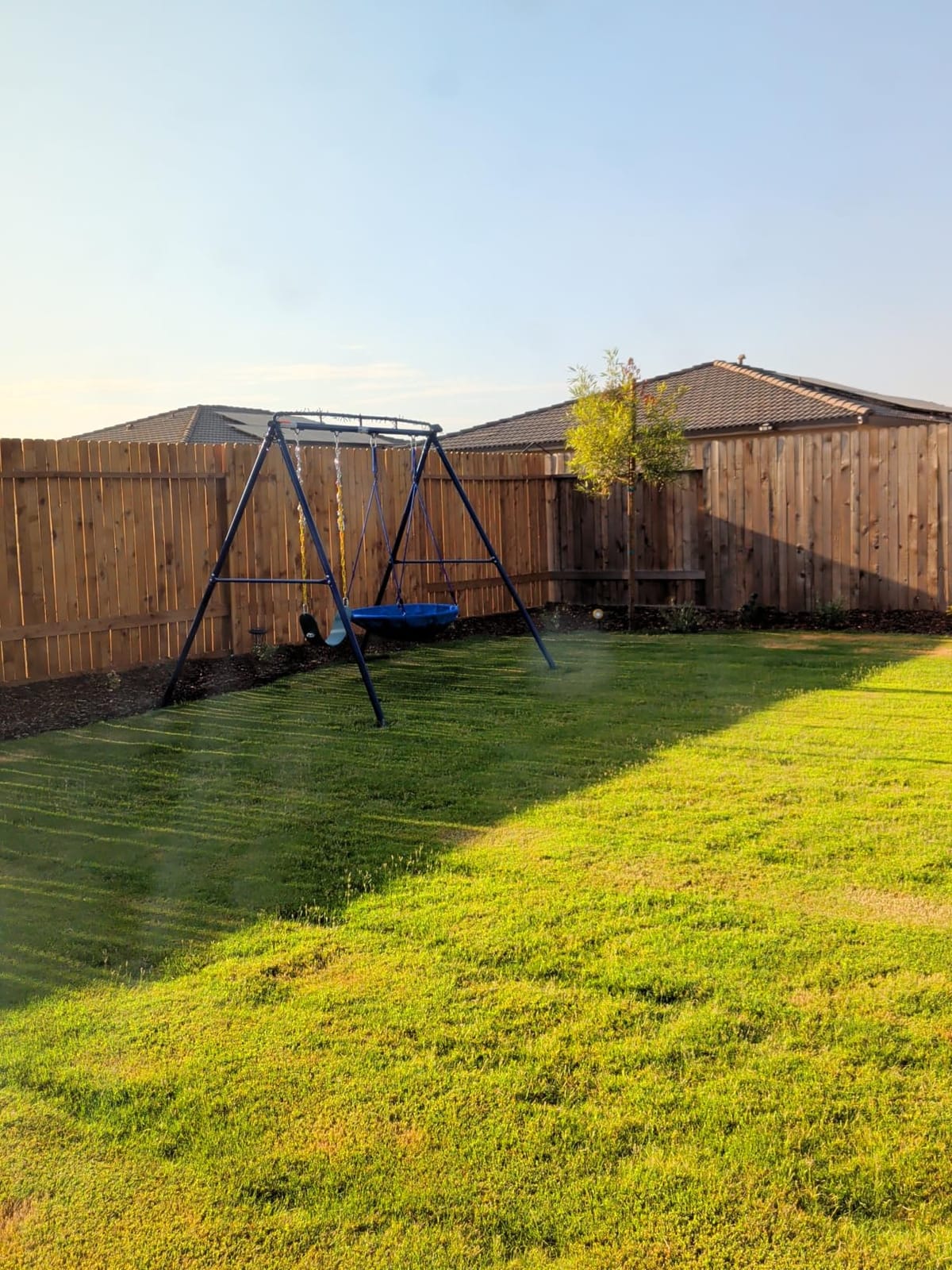 2-in-1 Swing Set with Double-Bar Steel Frame for Kids Garden Patio Outdoor customer photo 1