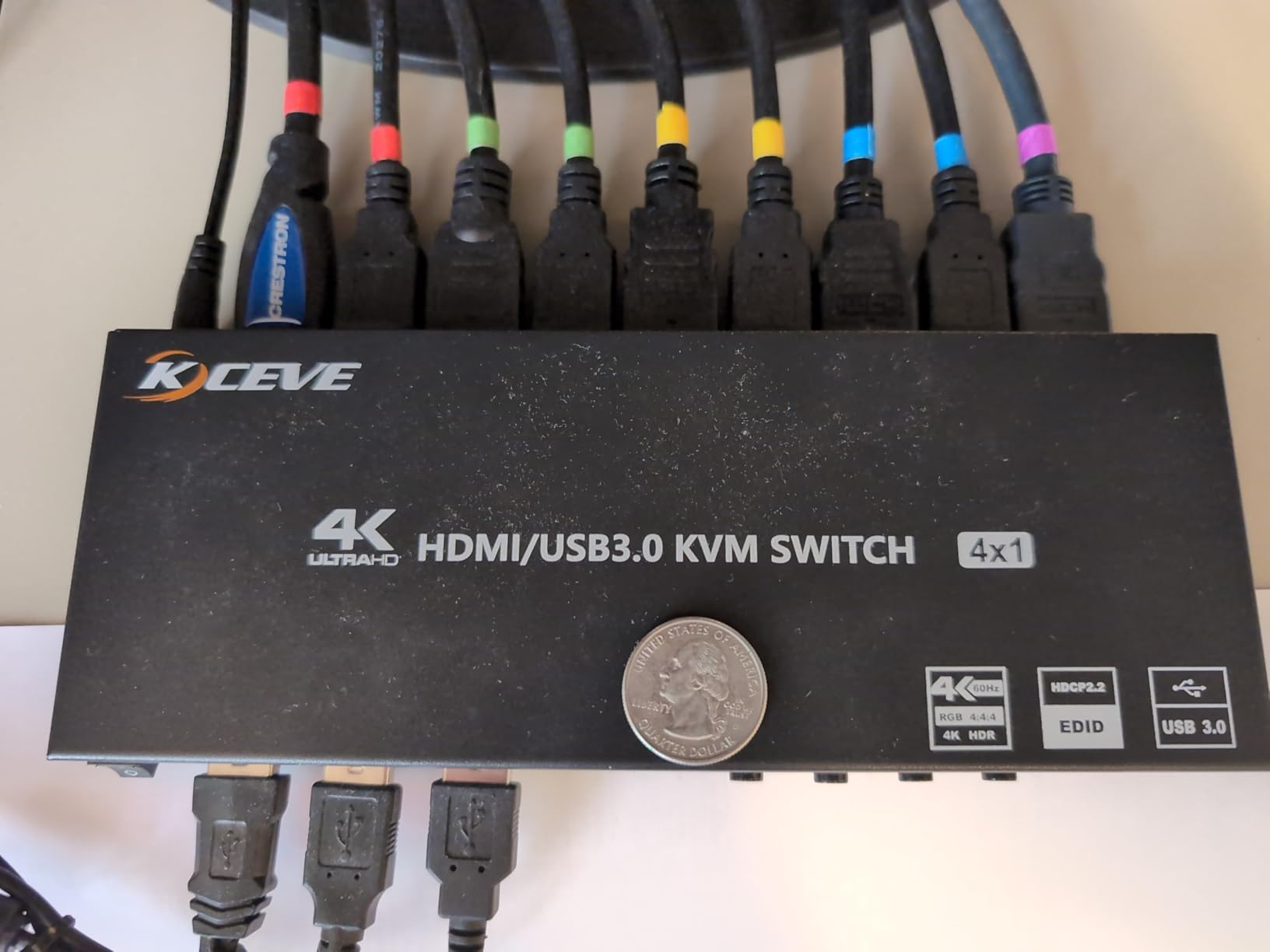 USB C KVM Switch 2 Monitors 2 Computers 4K@60Hz, Camgeet Dual Monior KVM Switch 2 Laptops Share 2 Monitors and 4 10Gbps USB Ports, USB3.2, PD 100W, Wired Remote, USB-C Cables and 12V Power Adapter customer photo 1
