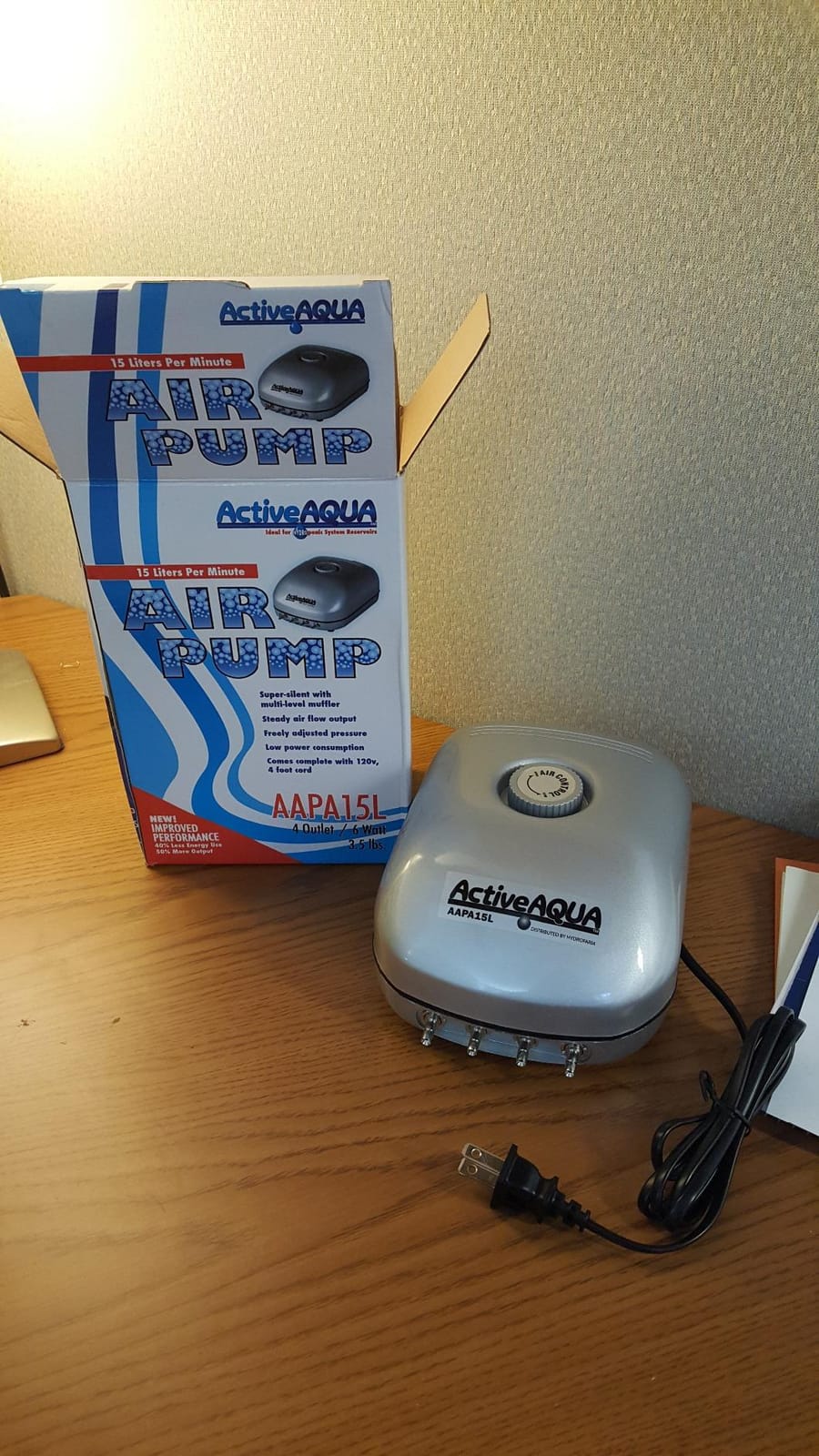 Active Aqua 4-Outlet Air Pump, 6W, 15 L/min, Silver/Grey, Aquarium Aerator customer photo 2