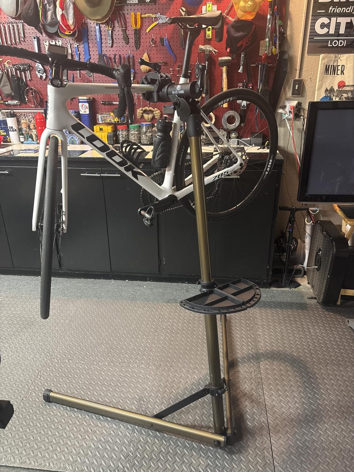 BikeHand Bike Repair Stand - Home Portable Bicycle Mechanics Workstand - for Mountain MTB Road Bikes Maintenance - Max. 55 lbs customer photo 1