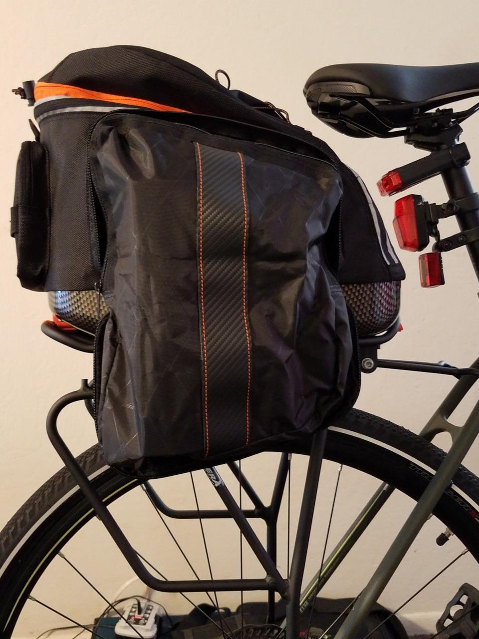 Ibera Bike Bag Expandable Commuter 17-23L - Clip-On Bike Rack Bag with Panniers & Strap - Hard Base, Reflective Trim & Taillight Ready - Ideal for Commuting & Touring - PAKRAK ONLY FOR IBERA RACKS customer photo 2