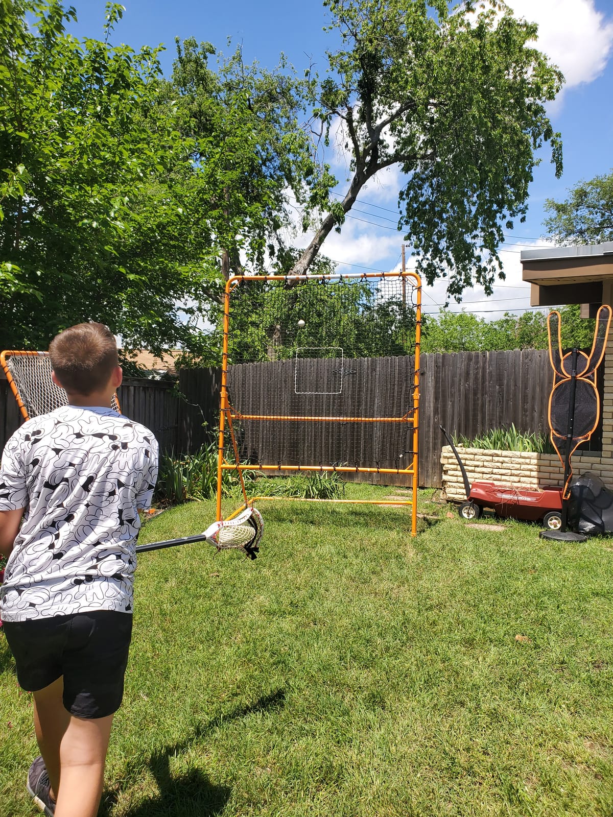 EZGoal 8'X6' Professional Folding Lacrosse Rebounder | LAX Throwback to Practice Your Passes and Catches,Orange customer photo 1