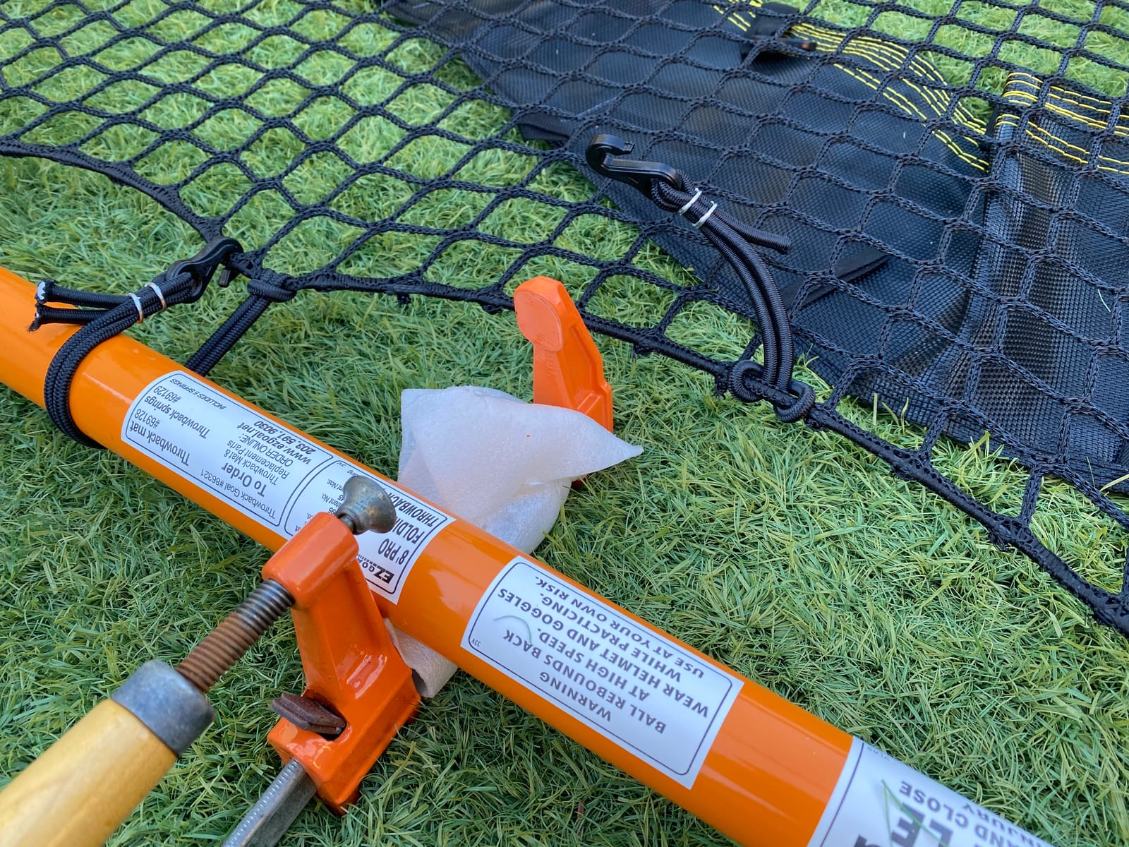 EZGoal 8'X6' Professional Folding Lacrosse Rebounder | LAX Throwback to Practice Your Passes and Catches,Orange customer photo 2