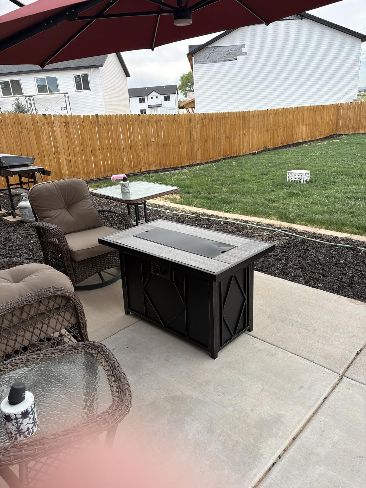 42 inch Propane Fire Pit Patio Outdoor Fire Pit Table Large Rectangular customer photo 1