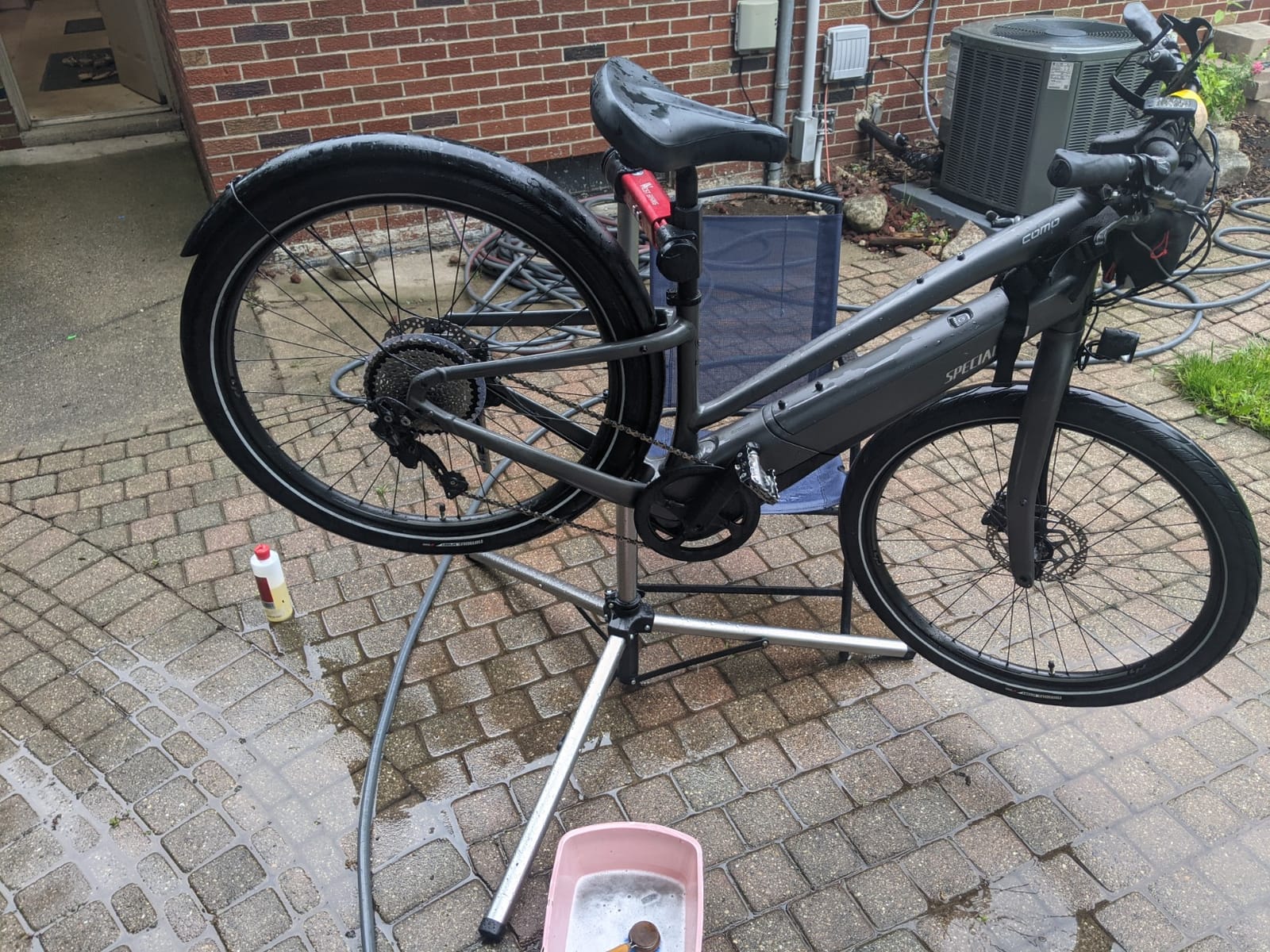 West Biking Bike Repair Stand(Max 85 Lbs) - Adjustable Foldable Bike Workstand With Quick Release,Bicycle Maintenance Rack Workstand For Home Mechanics,Tripod Base Park Tool Repair Stand customer photo 1