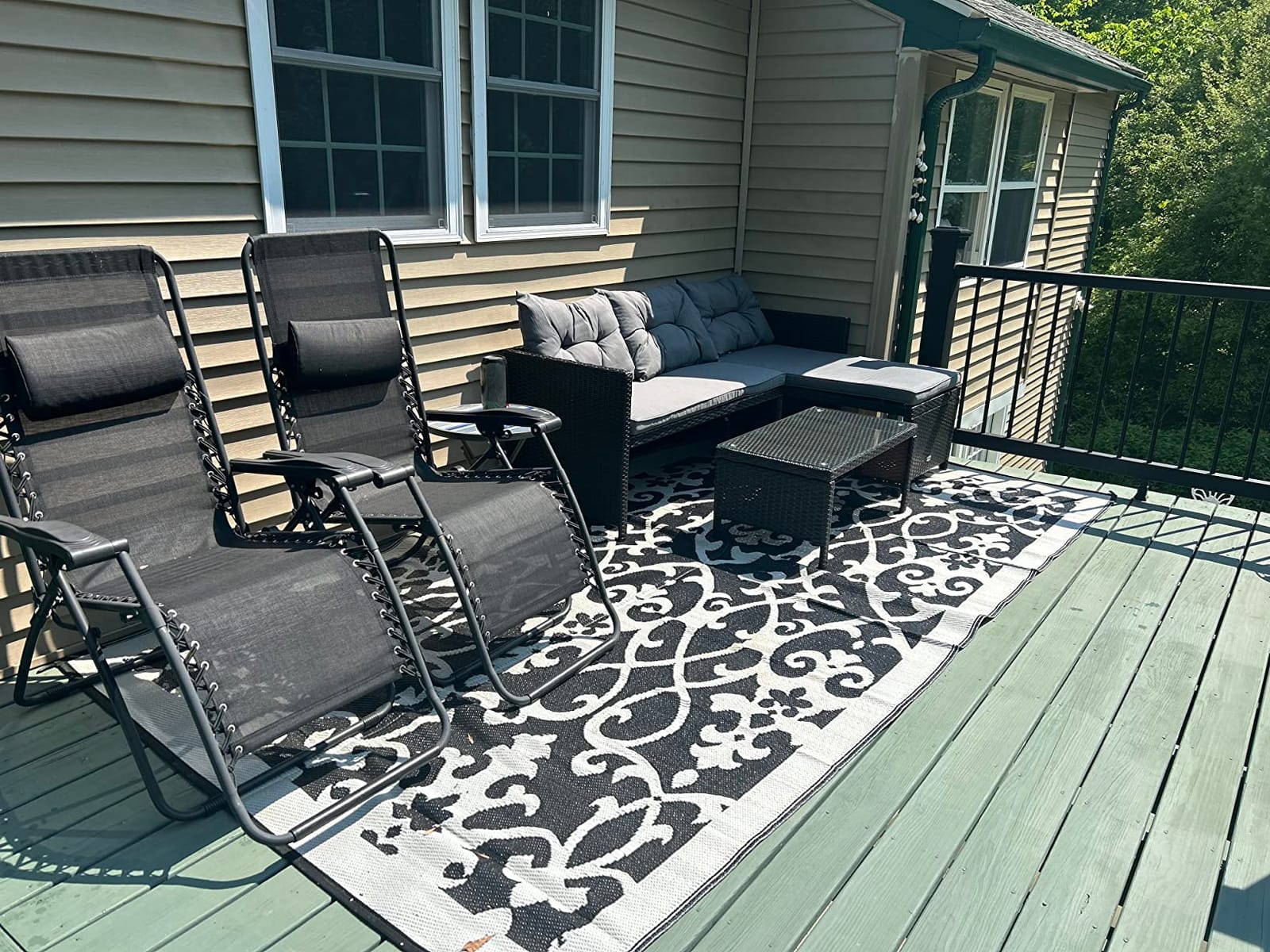 DORTALA Wicker Patio Furniture Set Couch 3 Piece, L-Shaped PE Rattan Outdoor Sectional Sofa Conversation Set with Loveseat, Lounge and Tempered Glass Coffee Table for Garden Lawn Deck, Grey customer photo 2