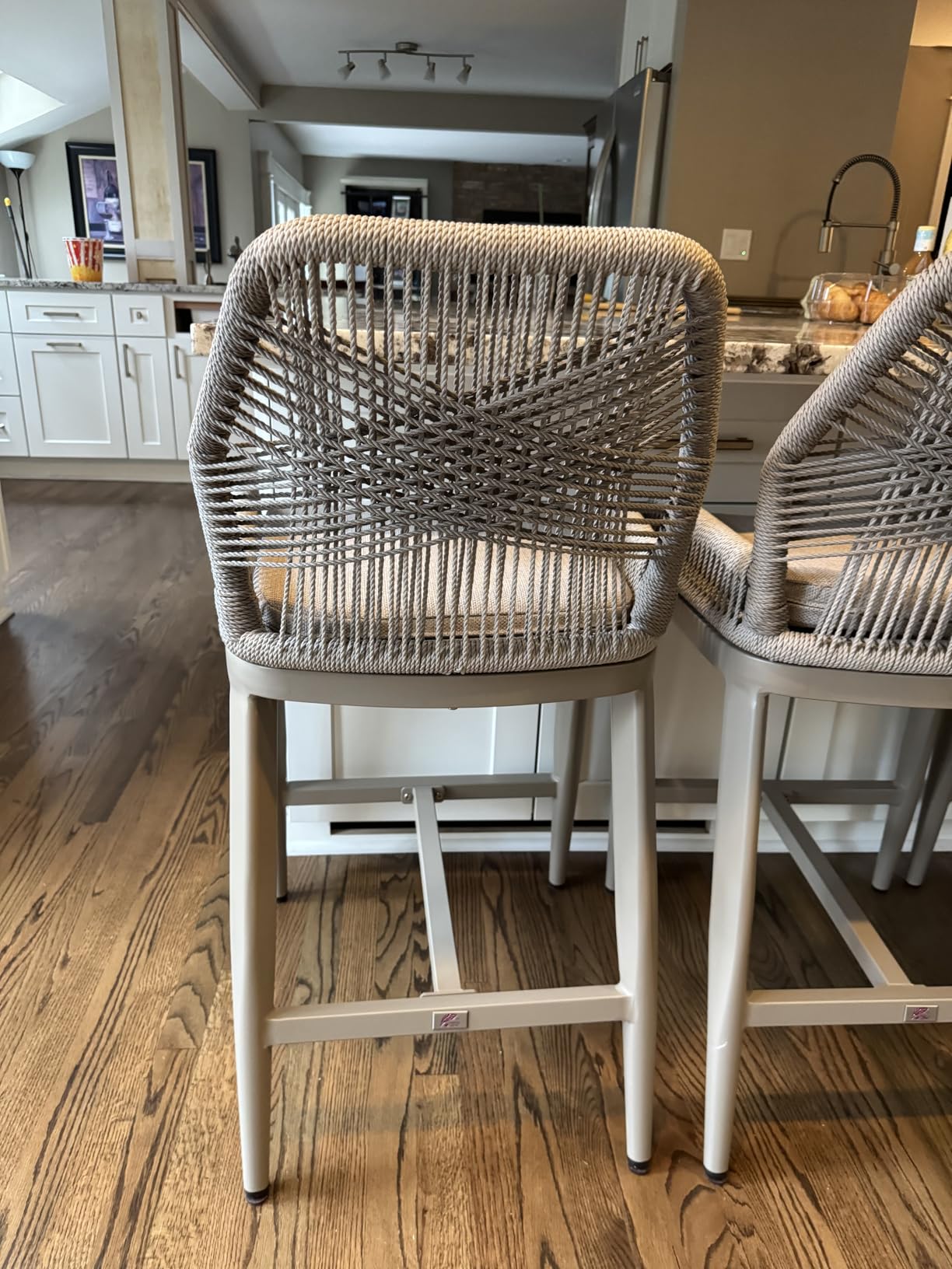 PURPLE LEAF Counter Height Bar Stools Set of 2, Cushion and Back, Deep Teak customer photo 1