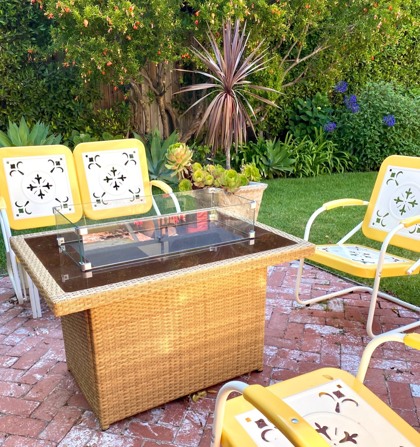 NICESOUL Wicker Outdoor Fire Pit Table Natural Gas/Propane, 43'' Rectangular Firepit Table for Outside, 60000 BTU Patio Fireplace Tables with Windguard&Glass Rocks&Cover, Modern CSA Firepits, Brown customer photo 2