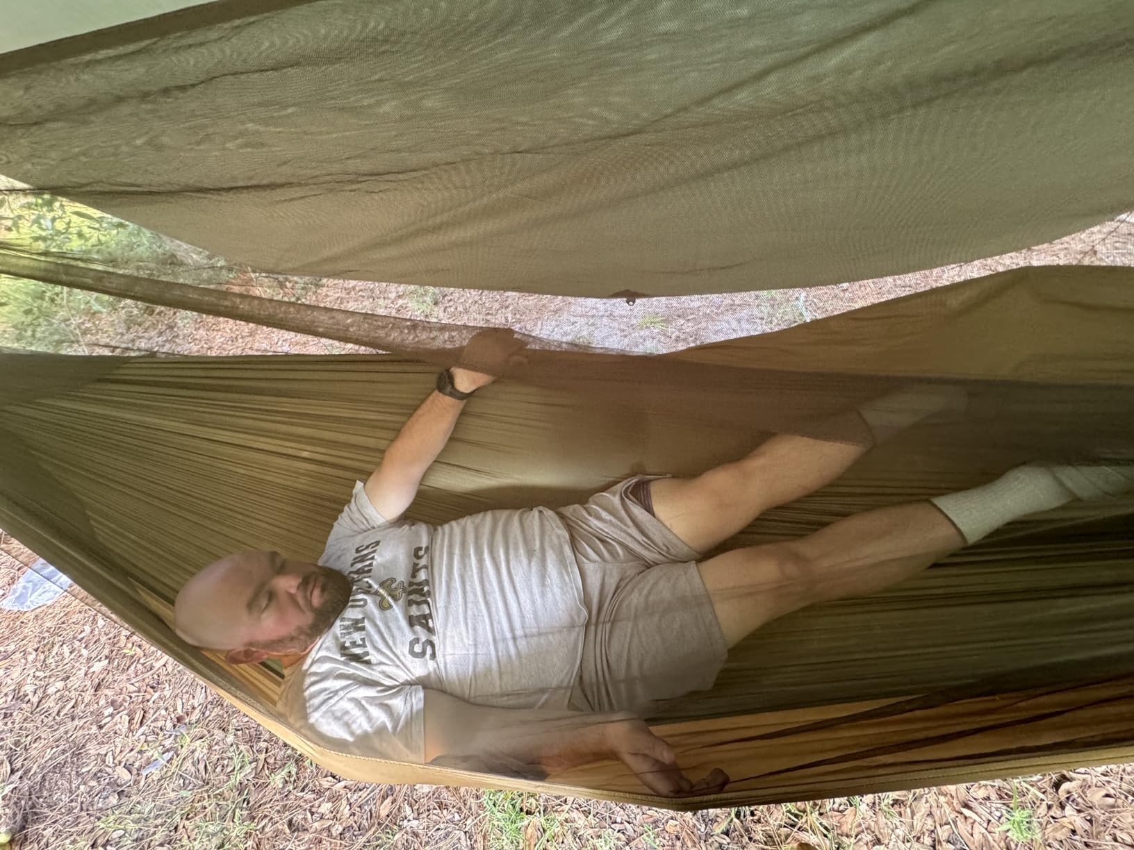 Sunyear Hammock Camping with Rain Fly Tarp and Net, Portable Camping Hammock Double Tree Hammock Outdoor Indoor Backpacking Travel & Survival, 2 Tree Straps,100% Waterproof Green Bundle customer photo 2