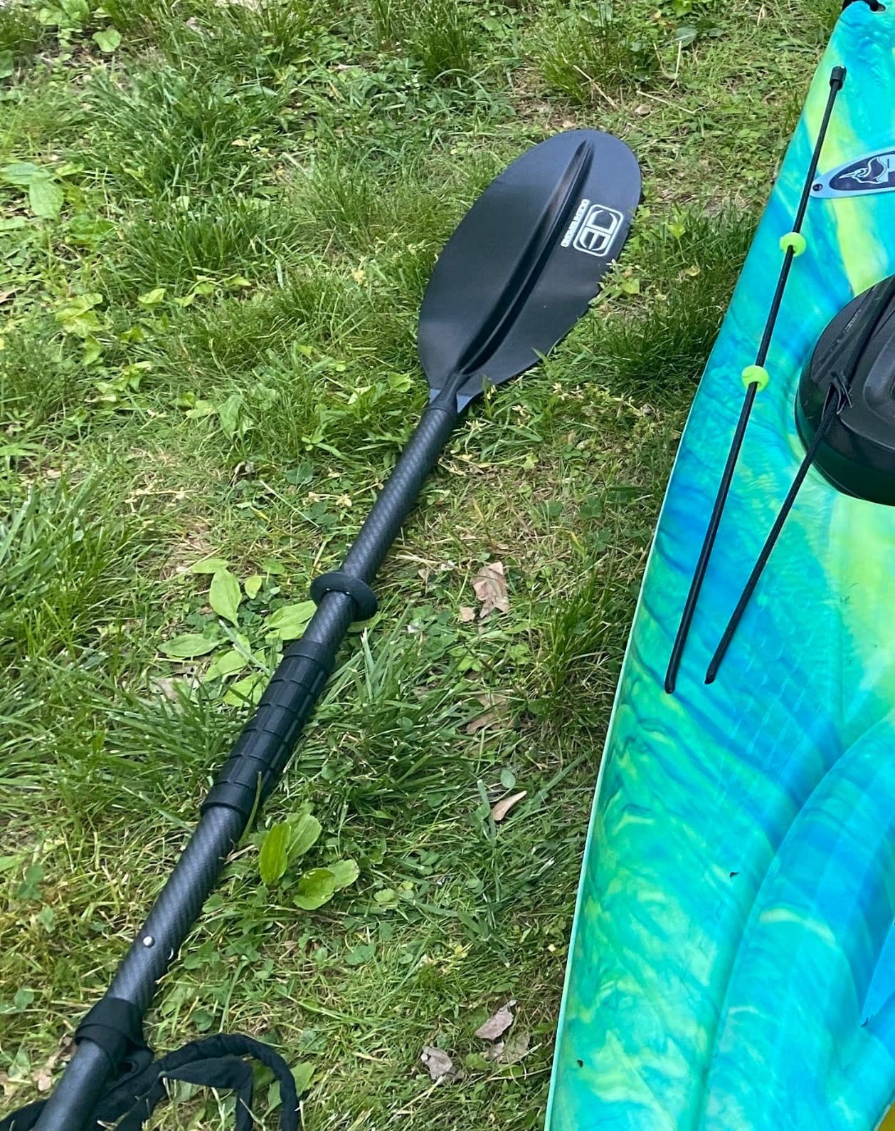OCEANBROAD Adjustable Carbon Fiber Kayak Paddle 86in/220cm to 94in/240cm Kayaking Oar for Adults with Paddle Leash 1 Paddle customer photo 2