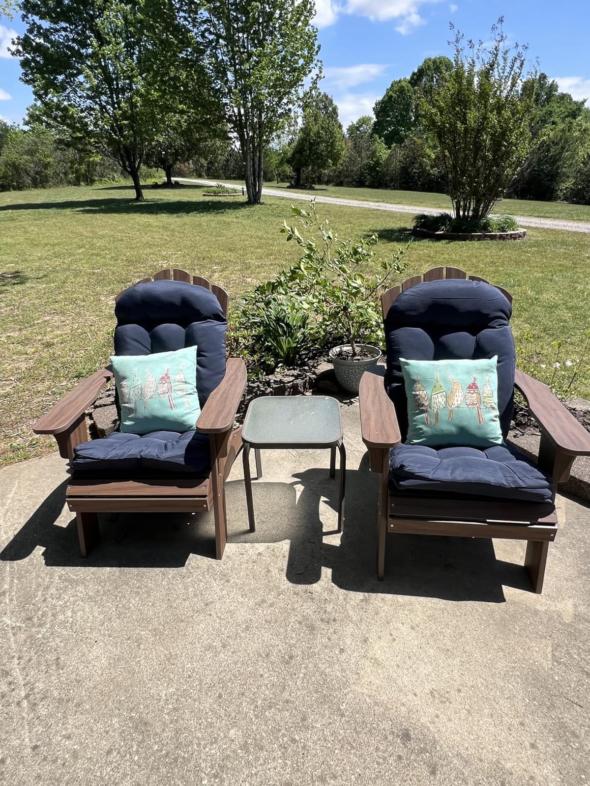 Psilvam Adirondack Chairs with Cup Holder, Poly Lumber 1PC,Blue customer photo 1