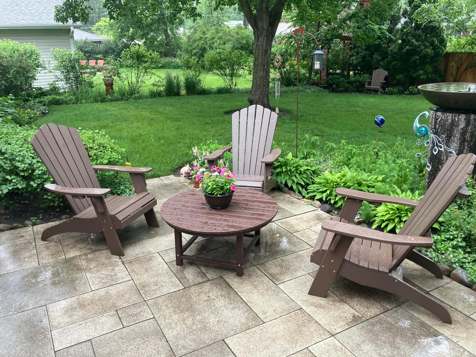 Psilvam Adirondack Chairs with Cup Holder, Poly Lumber 1PC,Blue customer photo 2