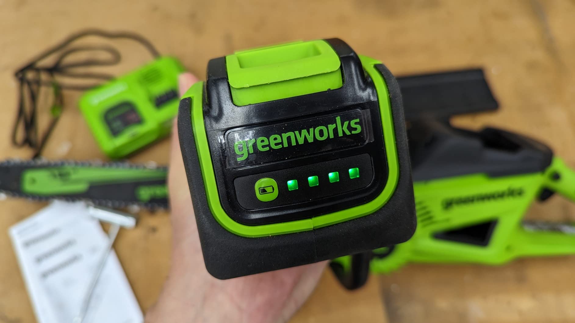 Greenworks 40V 18 in Cordless Electric Chainsaw, 8.0 Ah Battery and Charger customer photo 2