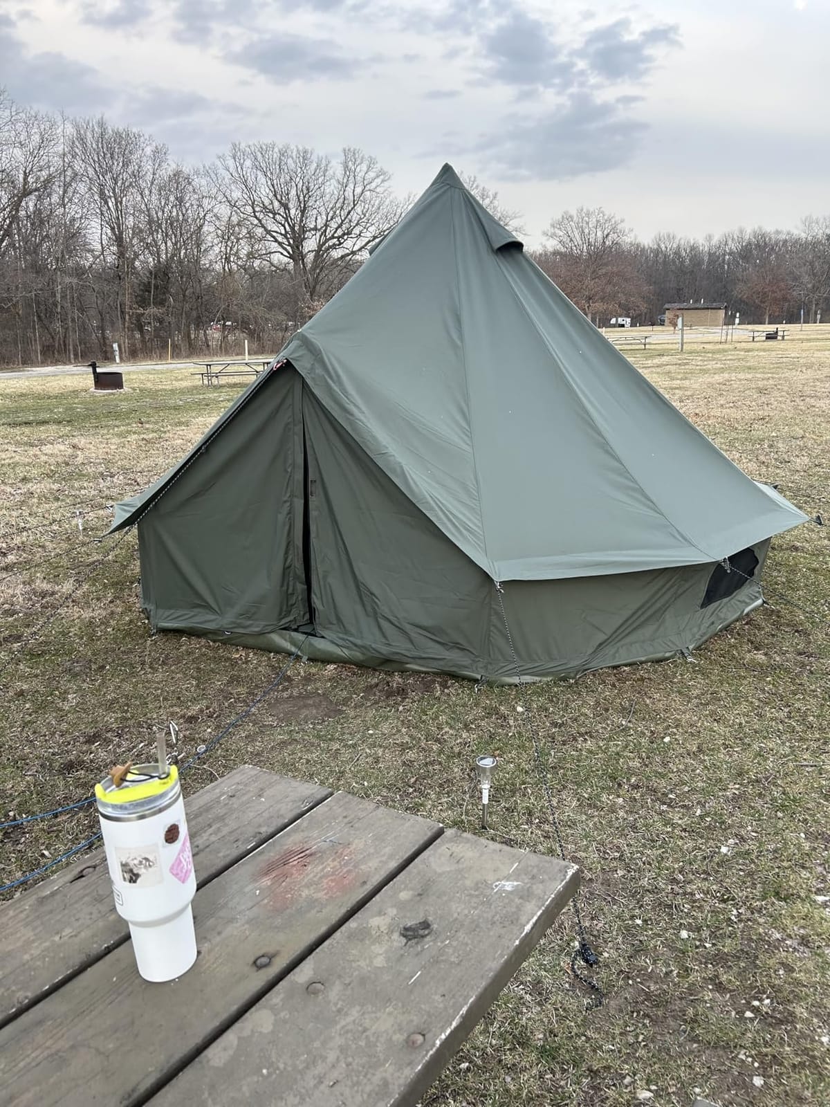10/13/16/20ft Canvas Bell Tent with Stove Jack & Removable Floor customer photo 2