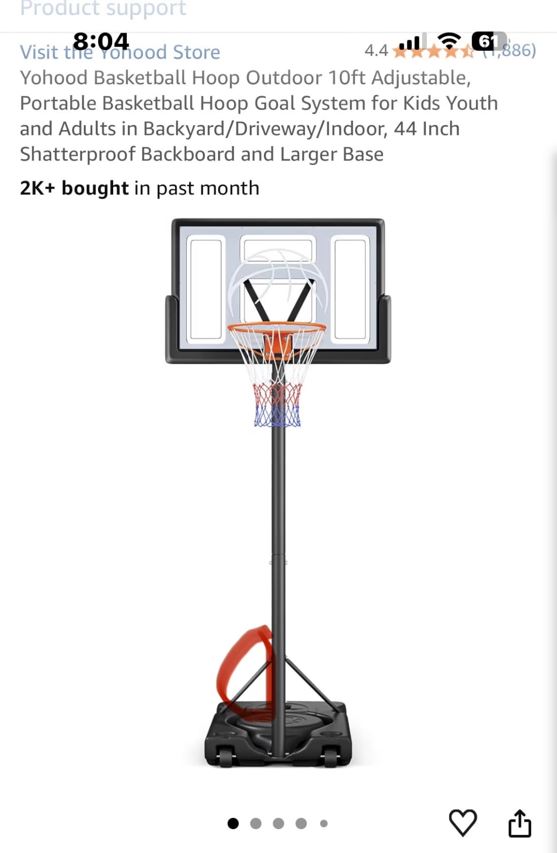 Yohood Basketball Hoop Outdoor, 4.4-10FT Adjustable Height Basketball Goal customer photo 2