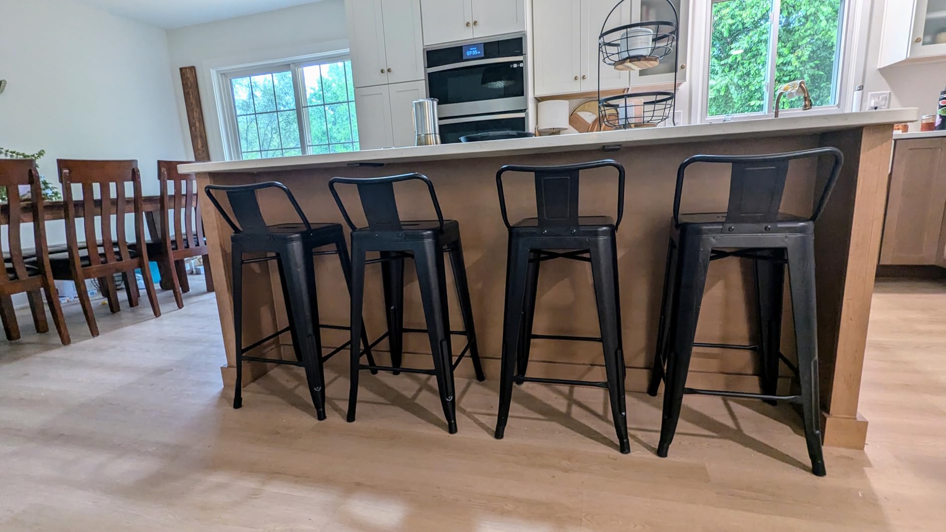 Yaheetech 30 Inch Metal Bar Stools Set of 4 Bar Chairs with Low Back, Black customer photo 2