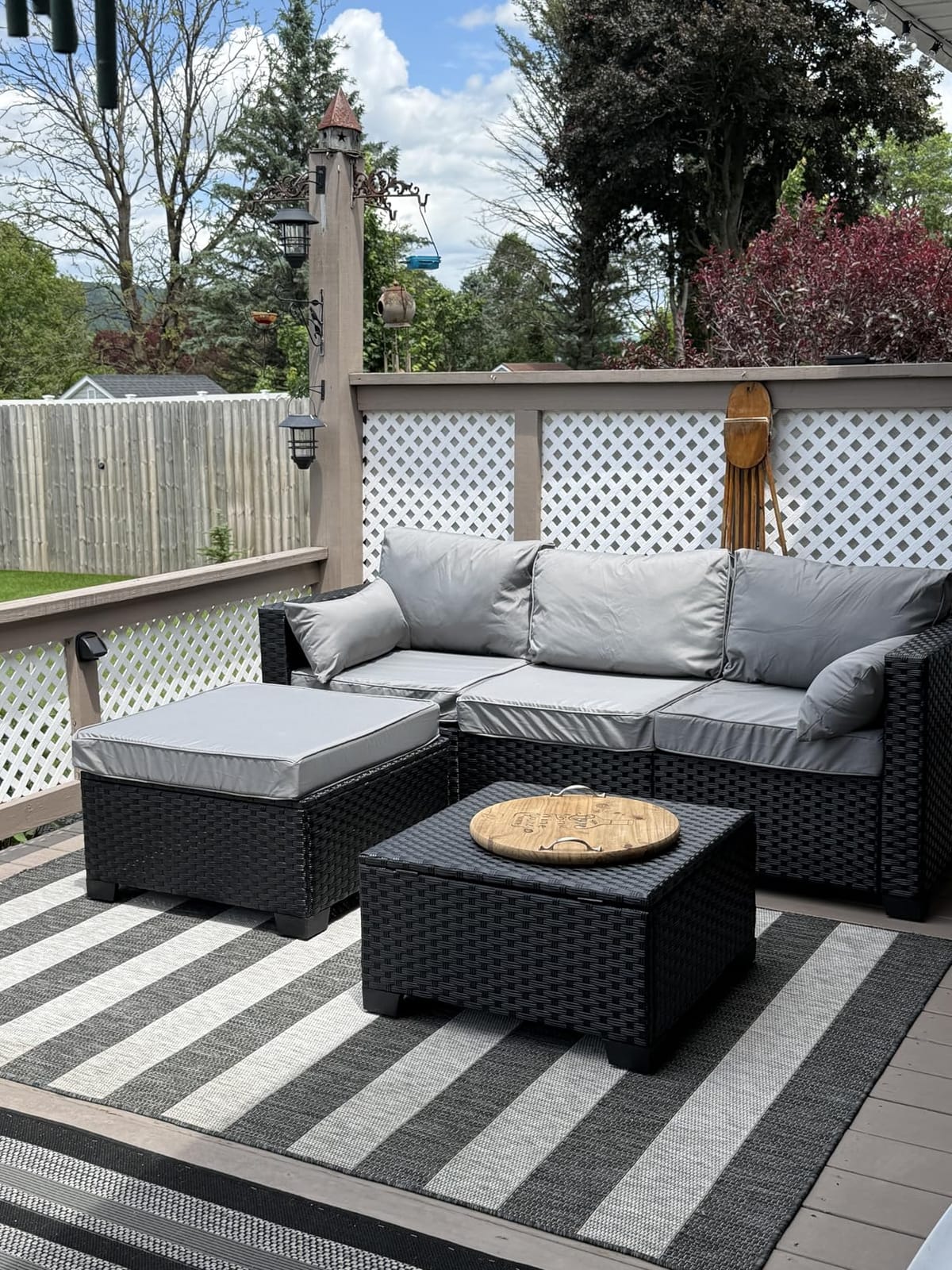 Rattaner 3 Pieces Patio Furniture Set Outdoor Sectional Wicker Patio Furniture Patio Couch with Ottoman and Outdoor Table All-Weather Anti-Slip Cushions Waterproof Covers, Light Grey customer photo 2