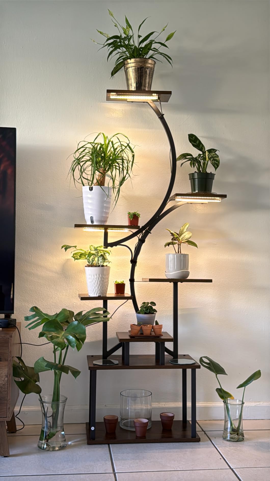 BACEKOLL Plant Stand Indoor with Grow Light, 8 Tier Corner Plant Shelf Tall customer photo 2