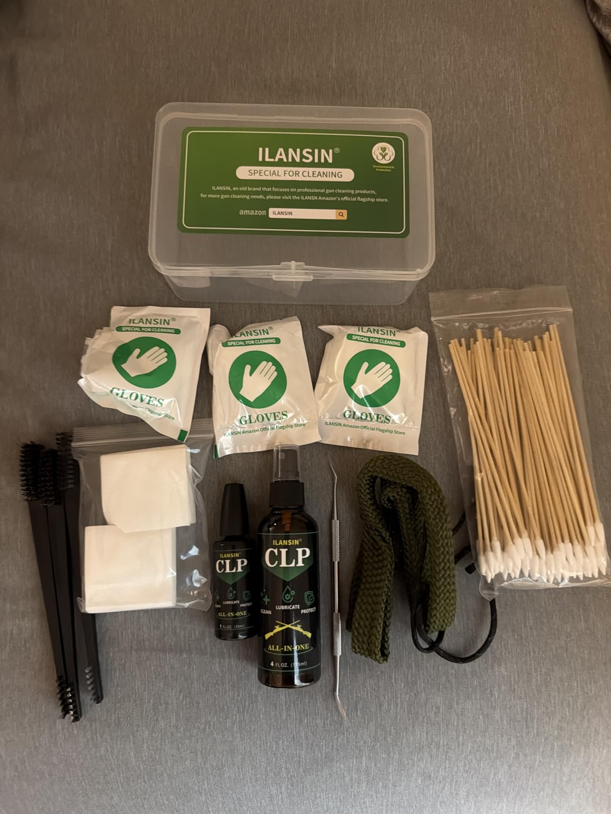 Bore Cleaner CLP Oil Needle+Spray,Gun Cleaning Kit for 12Ga / 5.56 / 9mm Gun Cleaning Snake,Gun Cleaning Supplies with Gun Cleaning Patches,6'' Gun Cleaning Swabs,Gun Brushes,Picks,Jag,Tip customer photo 2