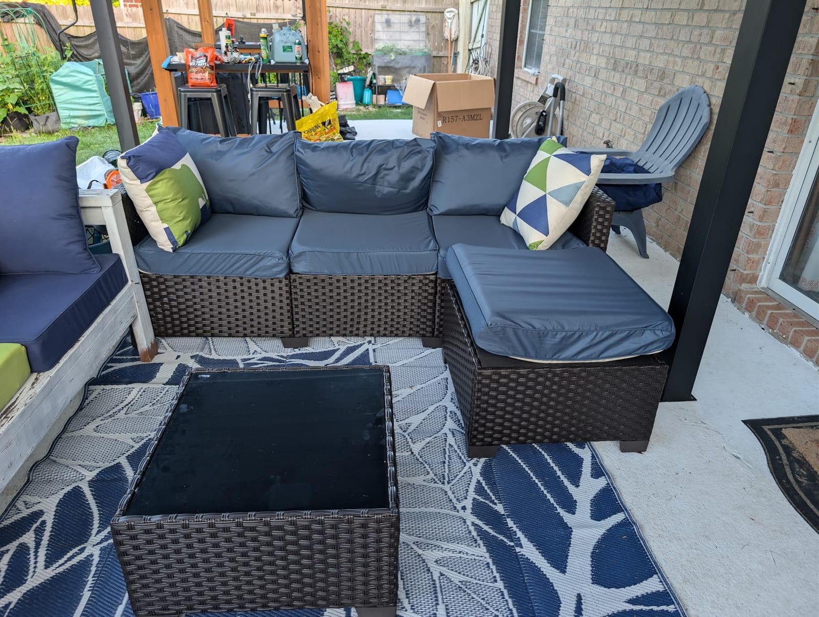 Rattan Star Patio Furniture Set 3 Piece Outdoor Sectional Sofa Set with Wicker Couch, Ottoman, Patio Table All-Weather Non-Slip Cushions and Waterproof Covers, Khaki customer photo 2