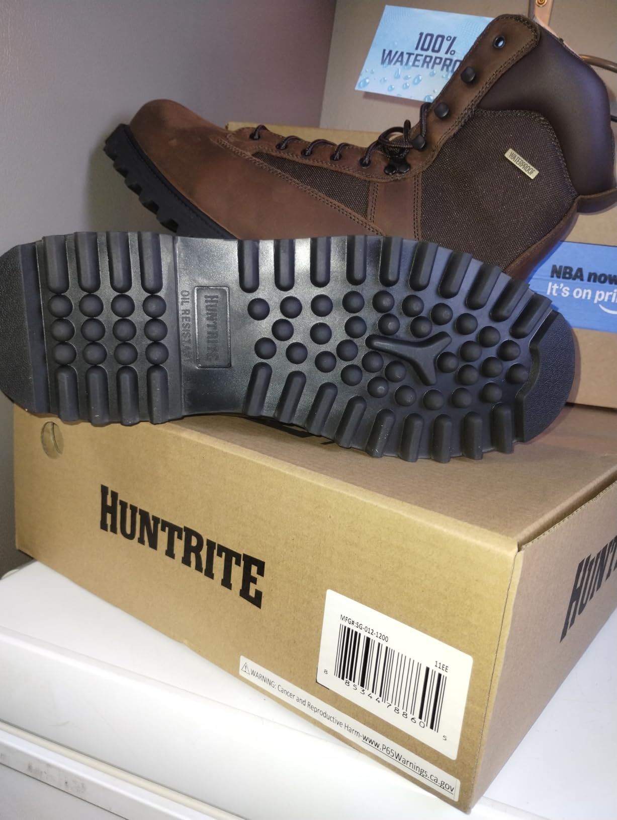 HUNTRITE Men's Insulated Waterproof Hunting Boots Non-Slip Shoes, 1200-gram, Brown customer photo 2