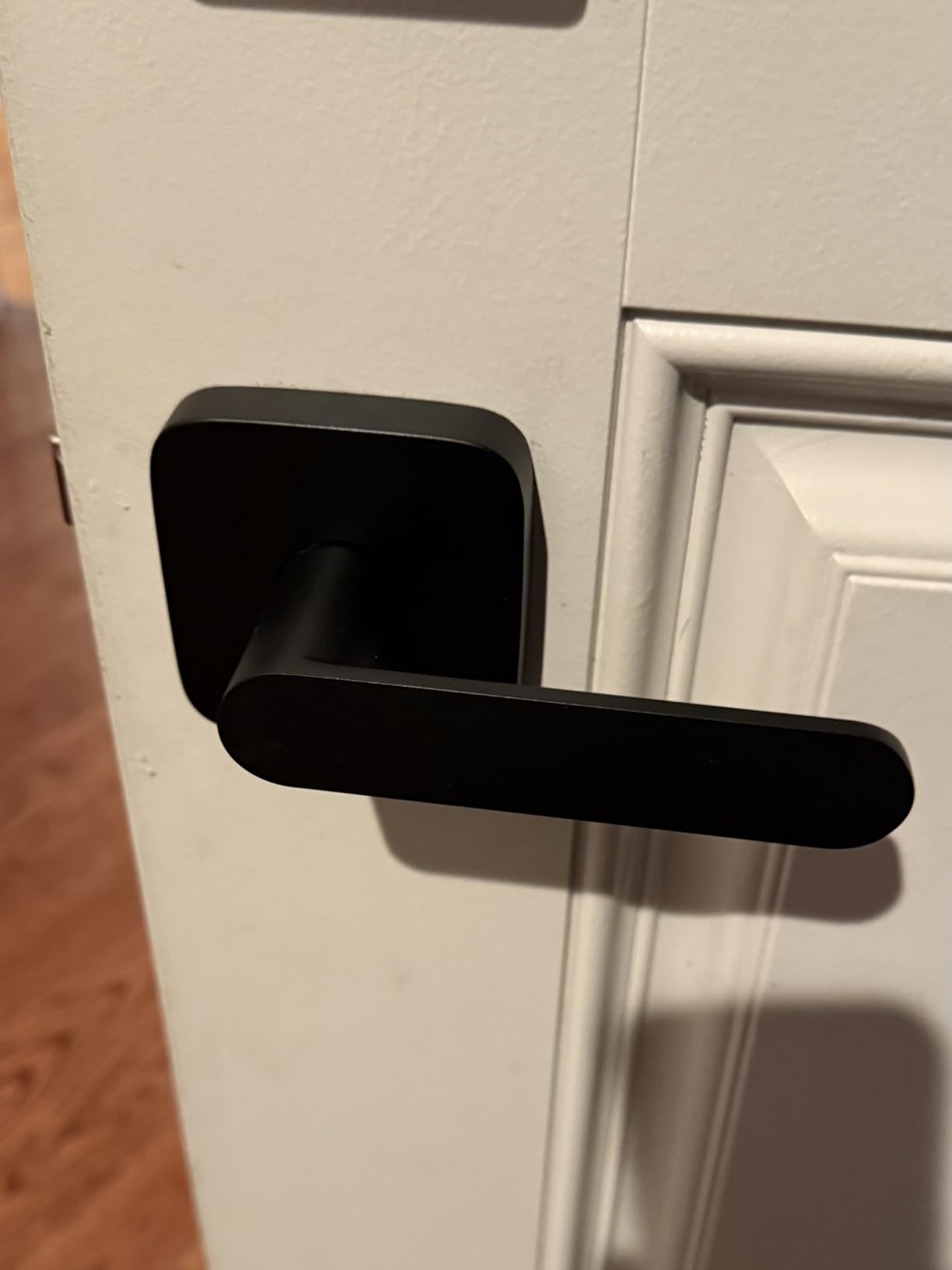 ULTRALOQ Passage Lever Door Handle, Reversible Black Front Door Handle No Lock for Interior or Exterior Door, Closet, Hallway, Adjustable Latch Backset, IP65 Waterproof, Matte Black customer photo 2