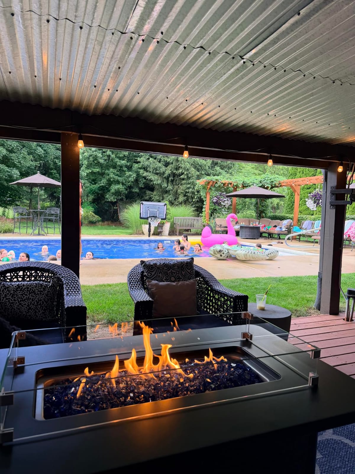 Ciays 43-Inch Rectangular Propane Fire Pit with 60,000 BTU Output, Fire Pit Table Premium Gas for Outside Patio with 304 Stainless Steel H-Burner, Glass Stones, and Wind Guard,Black customer photo 1