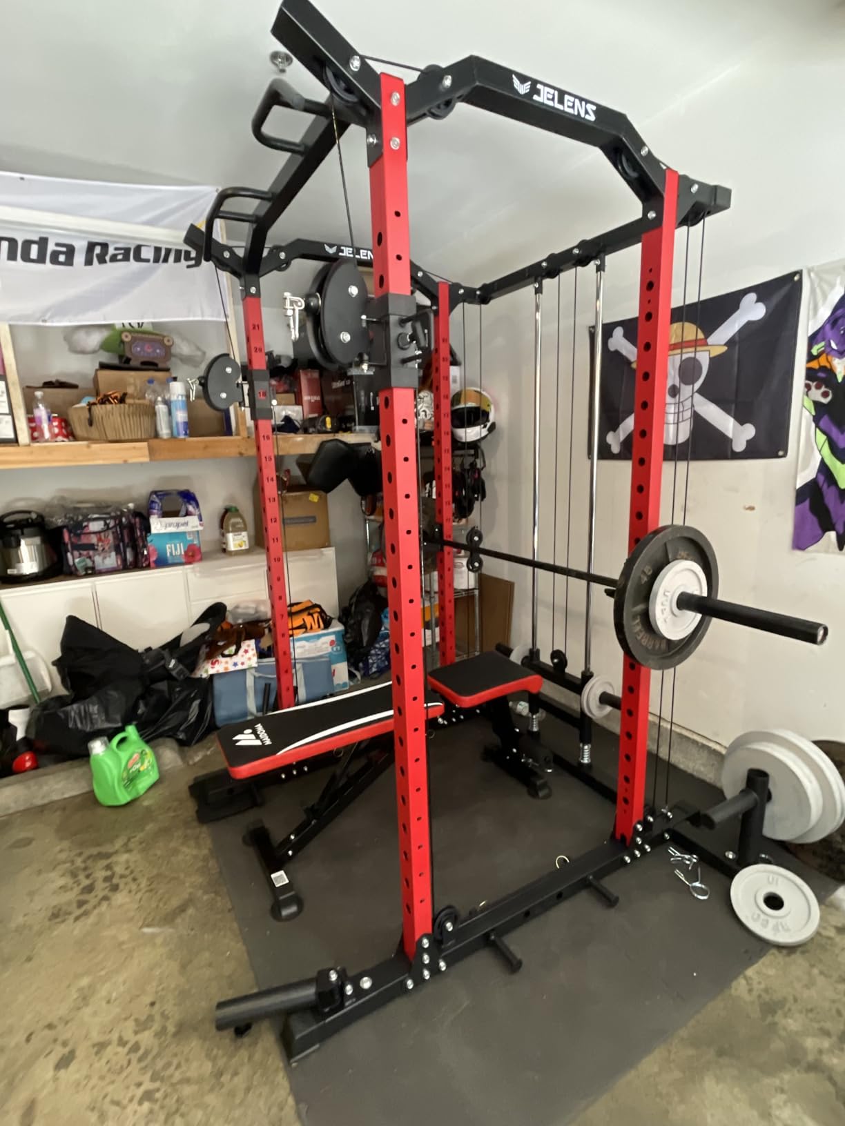 JELENS M21 Smith Machine, Multi-Function Power Cage with Dual Pulley Cable Crossover System, 2000LBS All-in-One Squat Rack with Smith Bar and Attachments customer photo 2