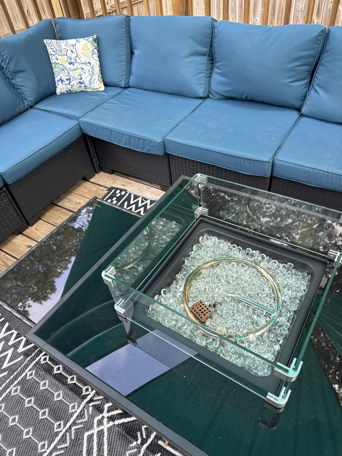 Small L-Shaped Patio Furniture Set - Weather Resistant Wicker Sectional Chaise Sofa with Thick Cushions & Tempered Glass Coffee Table for Small Spaces, Balcony, Apartment customer photo 2