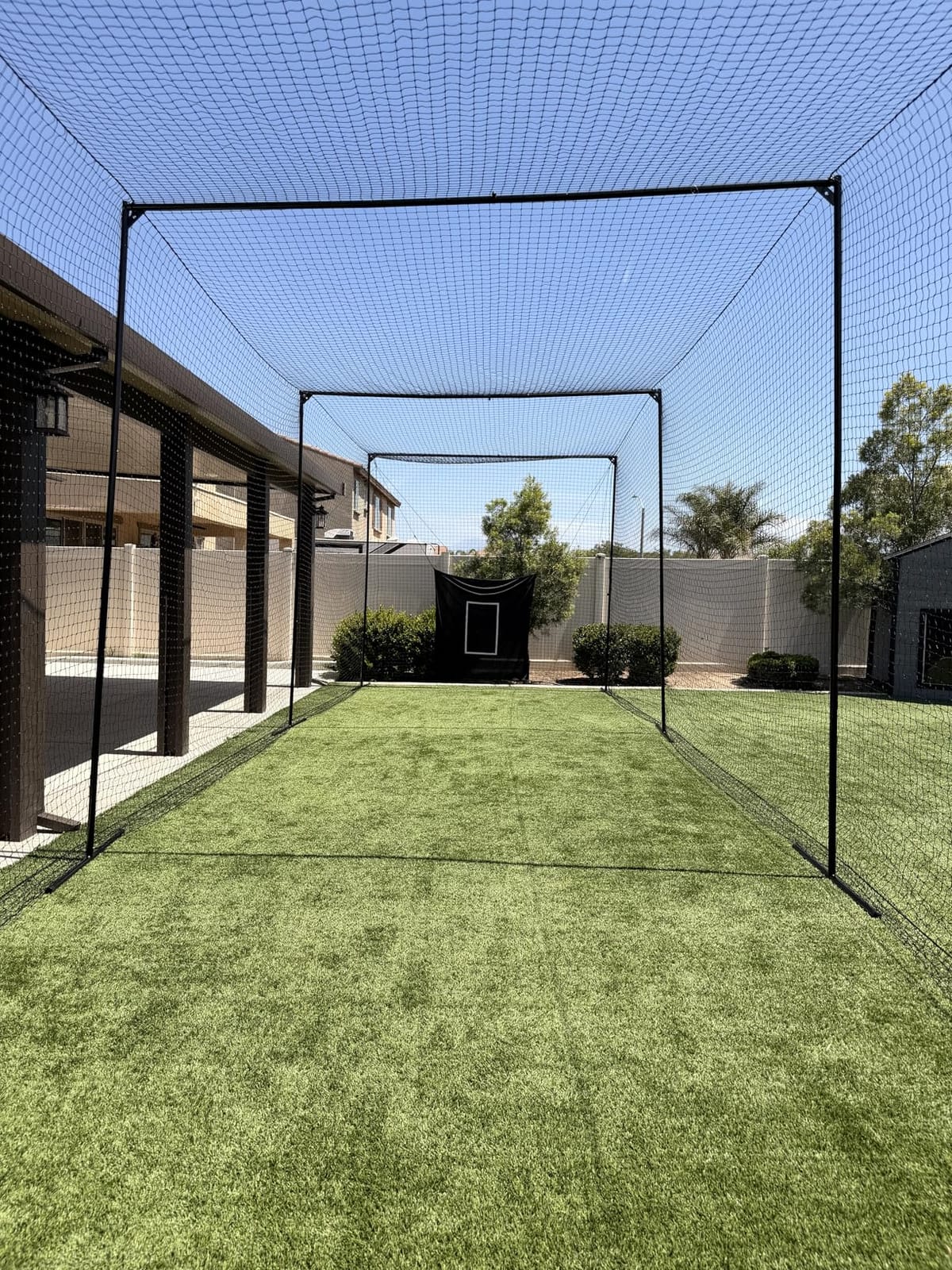 40 FT Baseball & Softball Batting Cage Net with Frame - Professional 40 Foot Training Cage for Backyard, Includes Pitching Machine Hole, 1.26