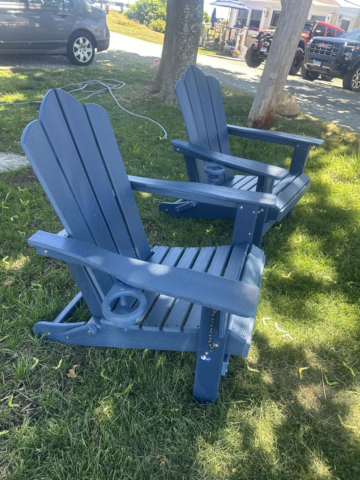 KINGYES Folding Adirondack Chair Set of 4 with Cup Holder, Navy customer photo 1