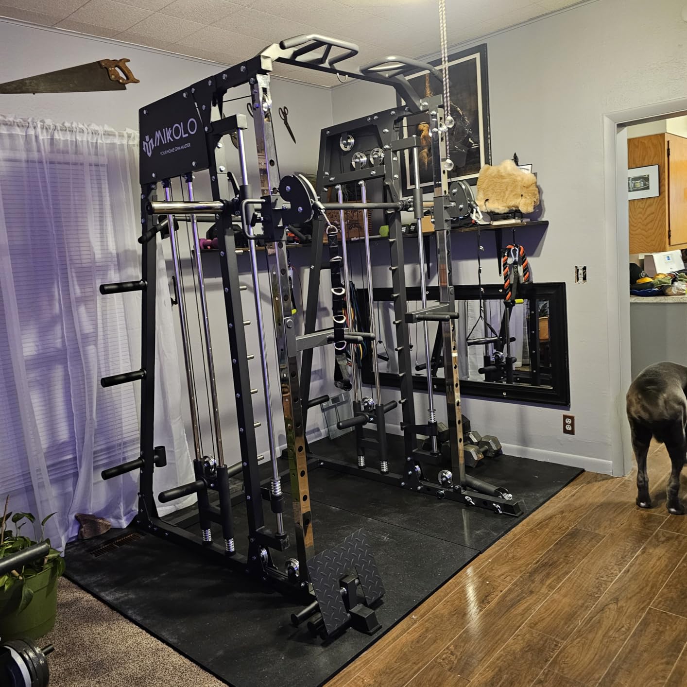 Mikolo M4 2.0 Lite Smith Machine, 2200LBS Power Cage with LAT Pulldown & Cable Crossover, All-in-One Home Gym Squat Rack with Aluminum Pulley System for Full-Body Workouts customer photo 1