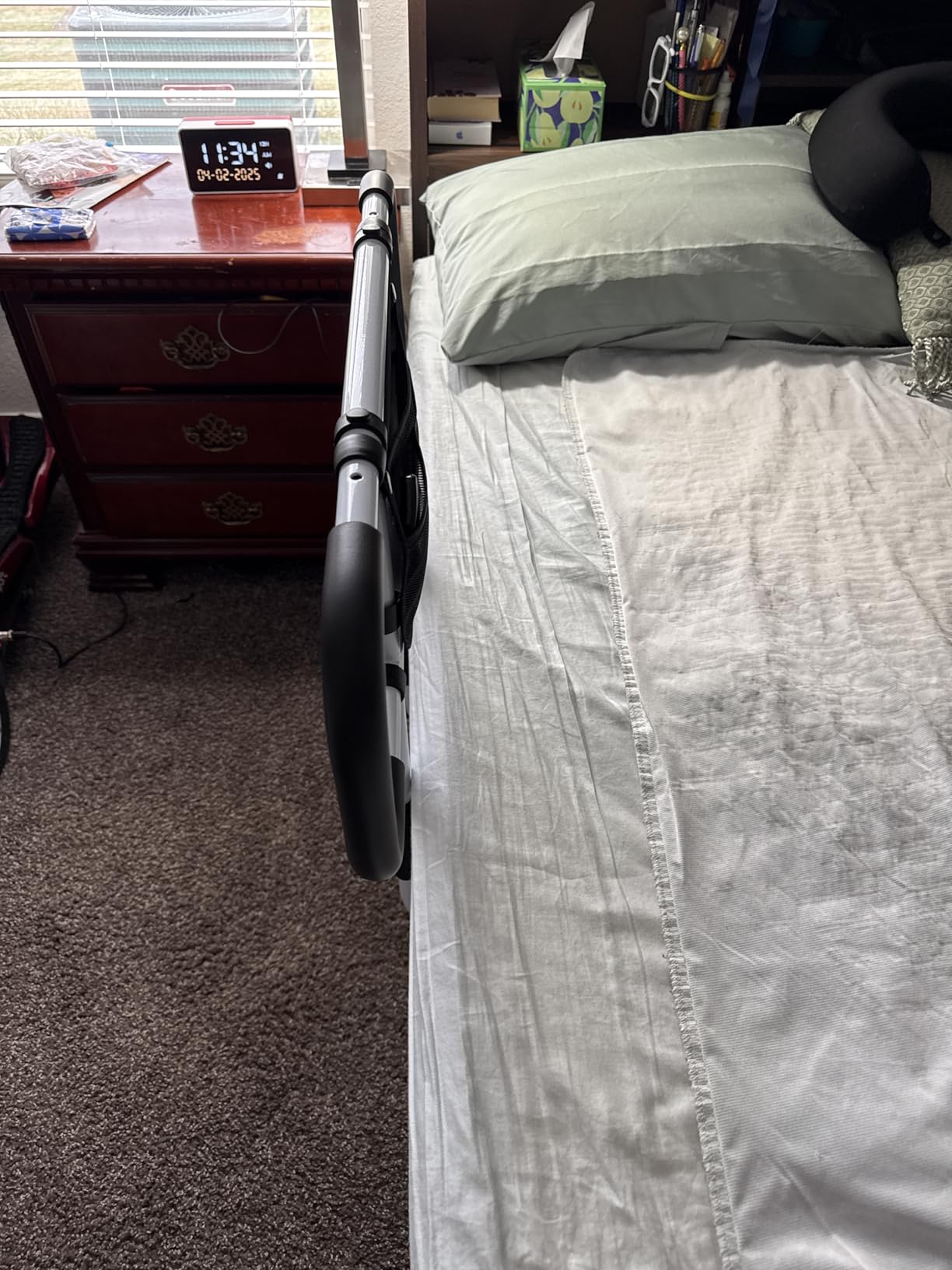 Bed Rails for Elderly Adults Safety - Extended Bed Assist Rail for Seniors - Adjustable Beds Side Rails Handle Support Bar Bed Guard with Storage Bag & Fixing Strap, Fit King Queen Full Twin Beds customer photo 2
