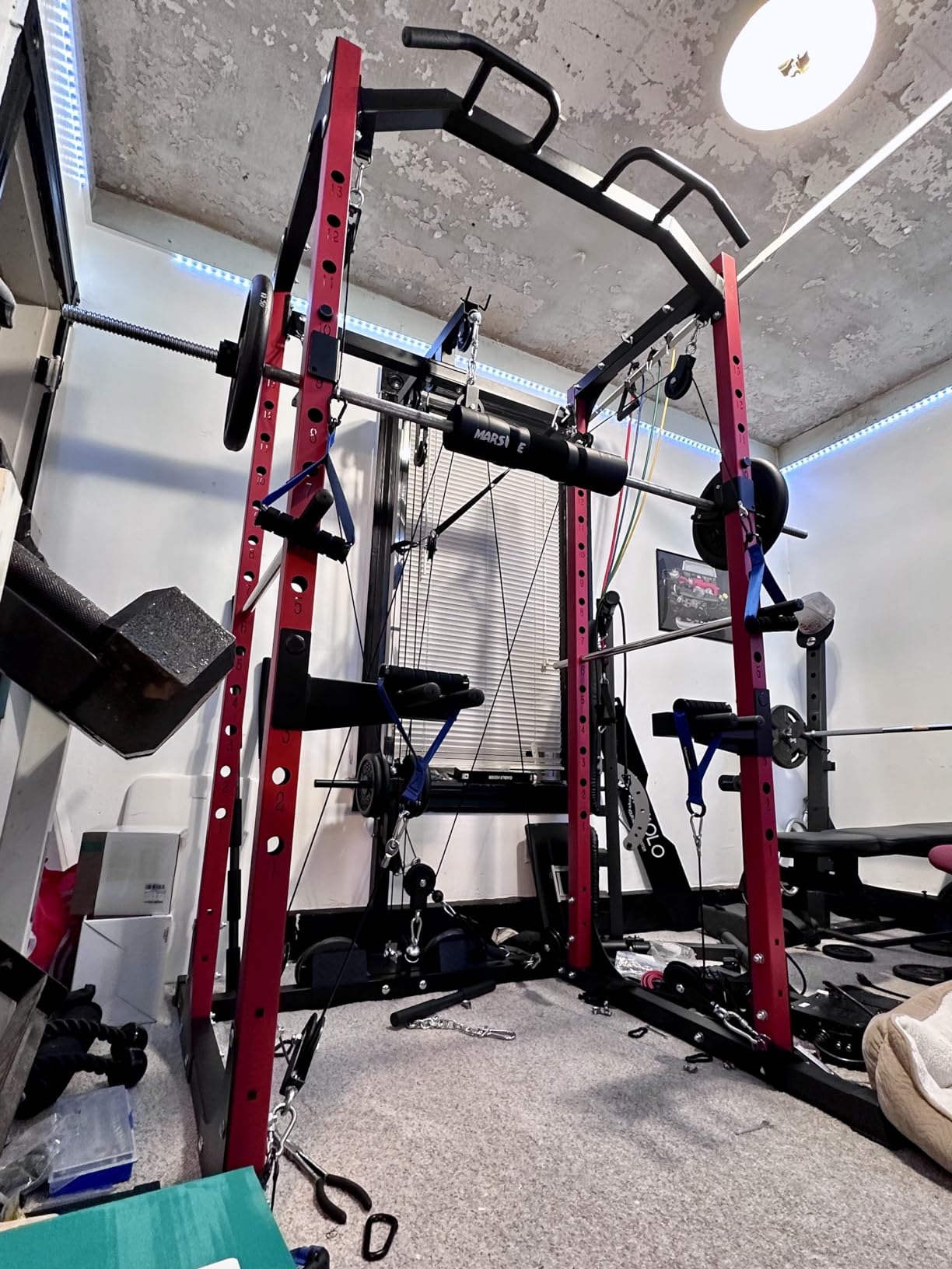 Mikolo F4 2.0 Power Cage with Dual-Track Smooth Pulley System, 1200LBS Power Rack with Leg Hold-Down for Heavy LAT Pulldowns customer photo 1